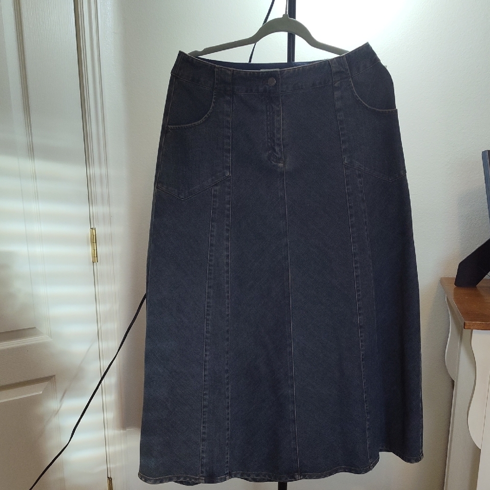J. Jill Dark Gray A-Line Denim Skirt